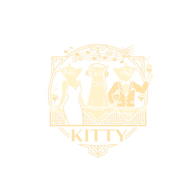 KITTY — three art-deco cats sharing a table